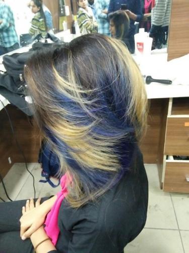 Blond with blue color